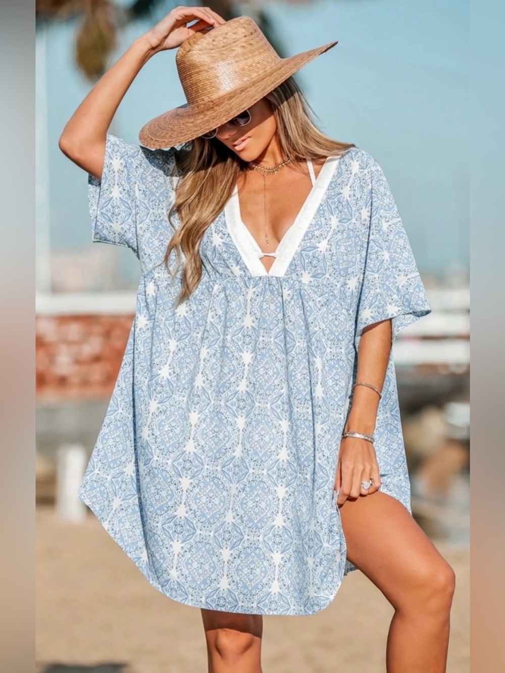 NWOT Avia Tribal Print V-neck Swim
Cover-up Dress